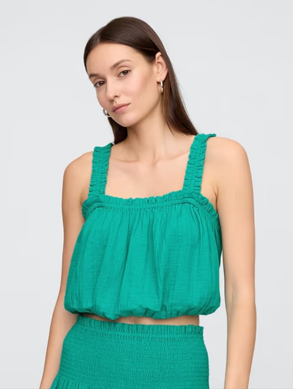 Gap Gauze Bubble Tank Top Women L XL NWT Sealed Smocked Strap Beach Trip
